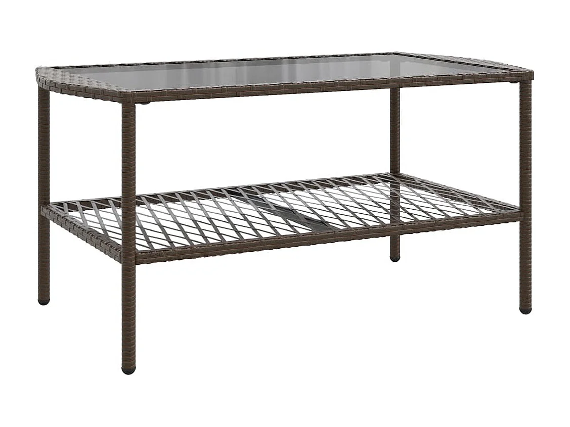 4 pcs conjunto sofás de jardim c/ almofadões vime PE castanho