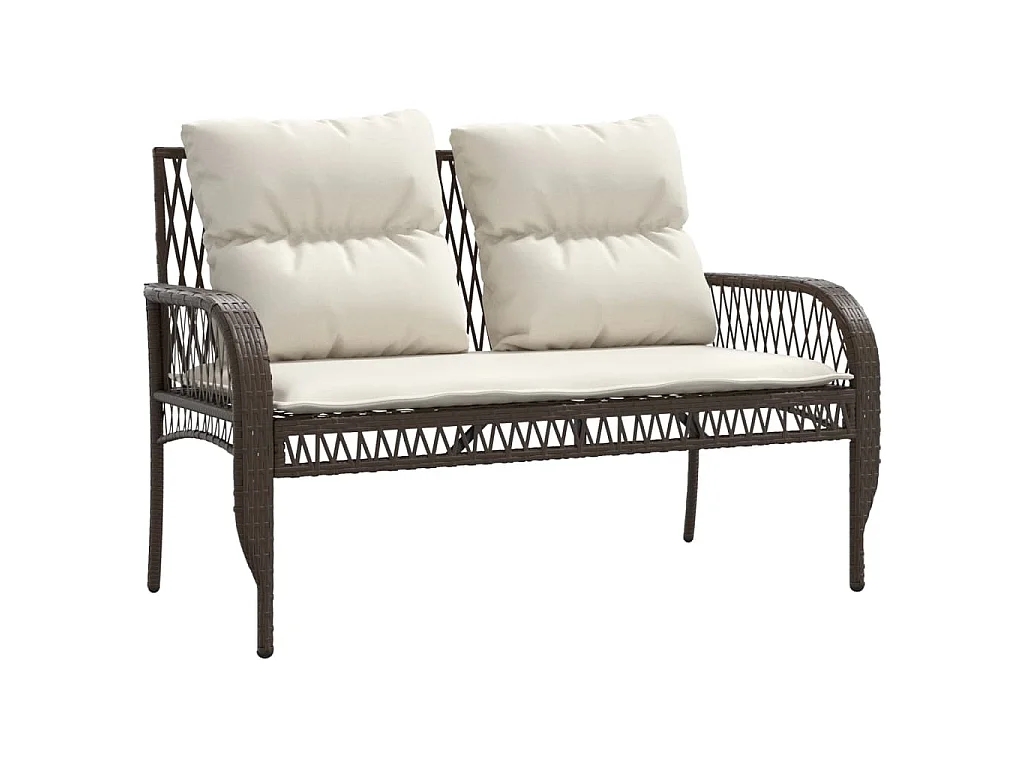 4-delige Loungeset met kussens poly rattan bruin