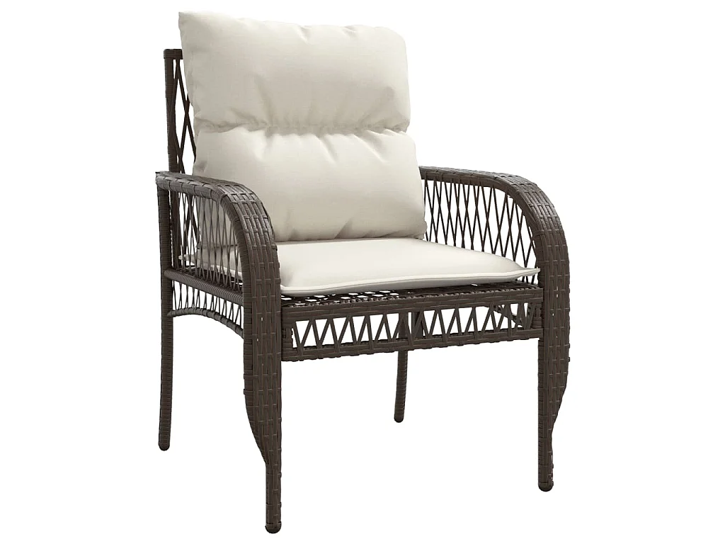4-delige Loungeset met kussens poly rattan bruin