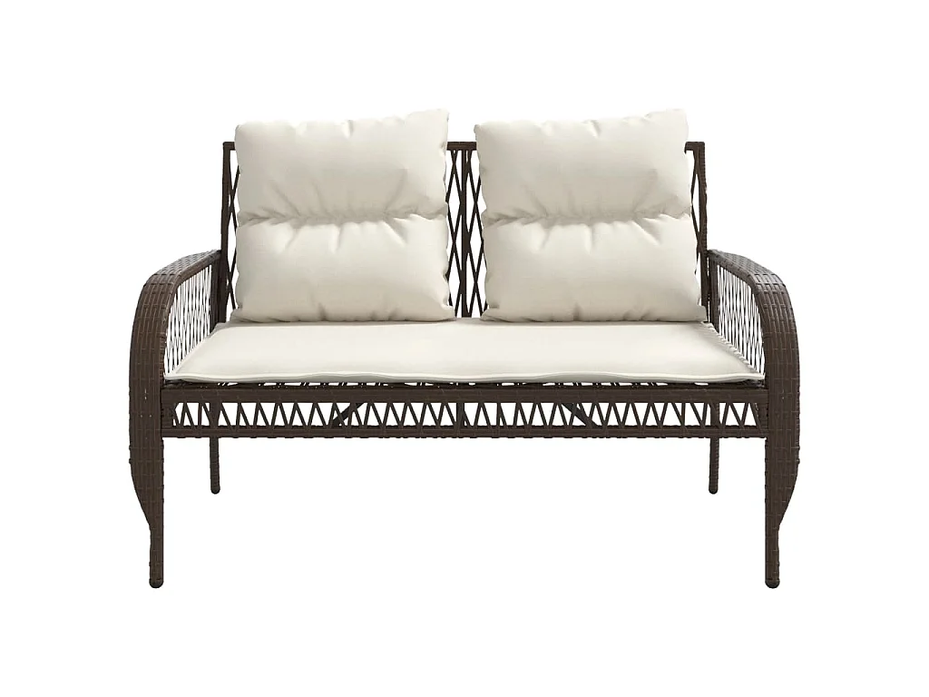 4-delige Loungeset met kussens poly rattan bruin