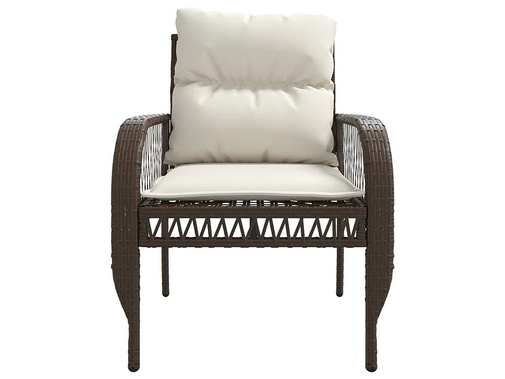 4-delige Loungeset met kussens poly rattan bruin