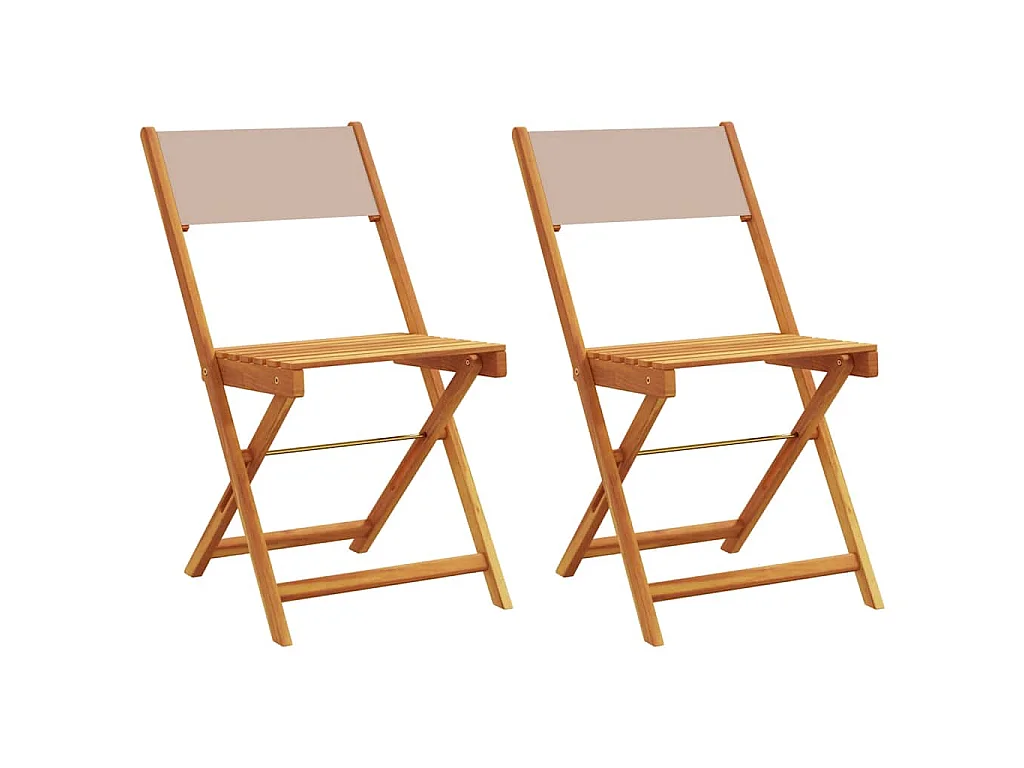 Opklapbare stoelen, 2 stuks, taupekleurig, massief acaciahout en stof.