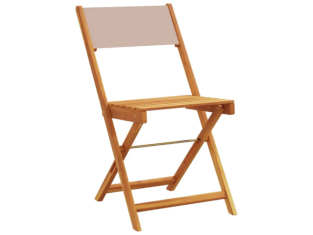 Opklapbare stoelen, 2 stuks, taupekleurig, massief acaciahout en stof.