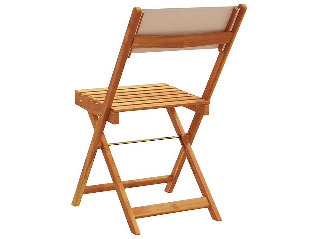 Opklapbare stoelen, 2 stuks, taupekleurig, massief acaciahout en stof.