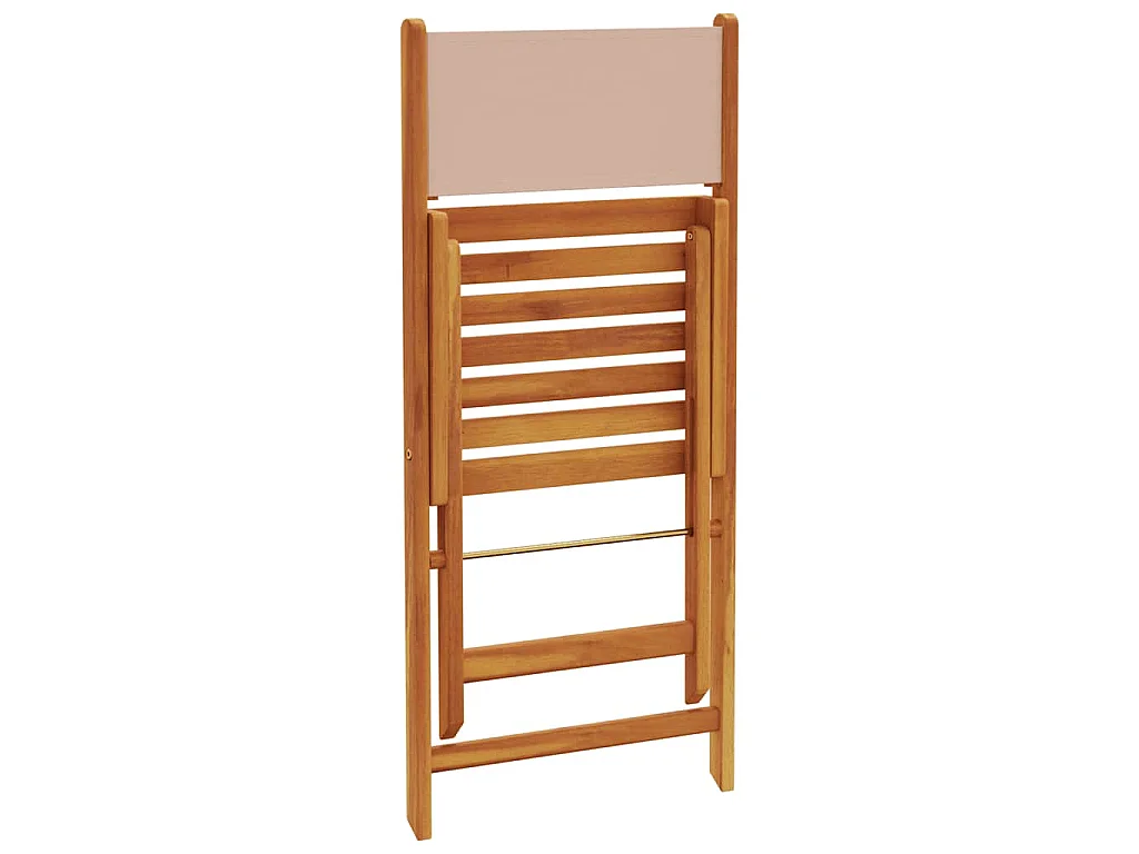 Opklapbare stoelen, 2 stuks, taupekleurig, massief acaciahout en stof.