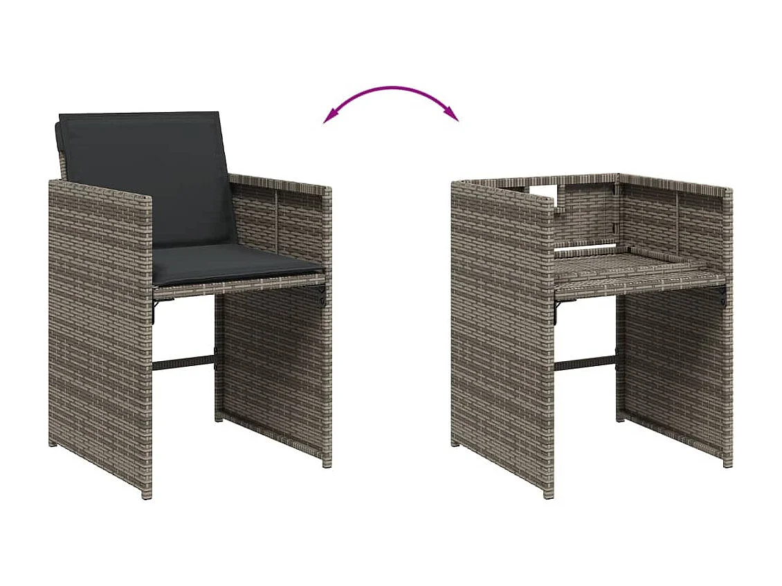 5-delige Tuinset met kussens poly rattan grijs