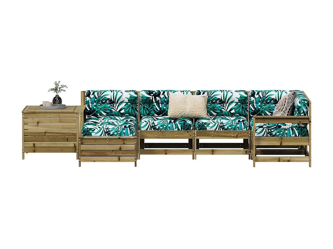 Salon de jardin 7 pcs bois de pin imprégné