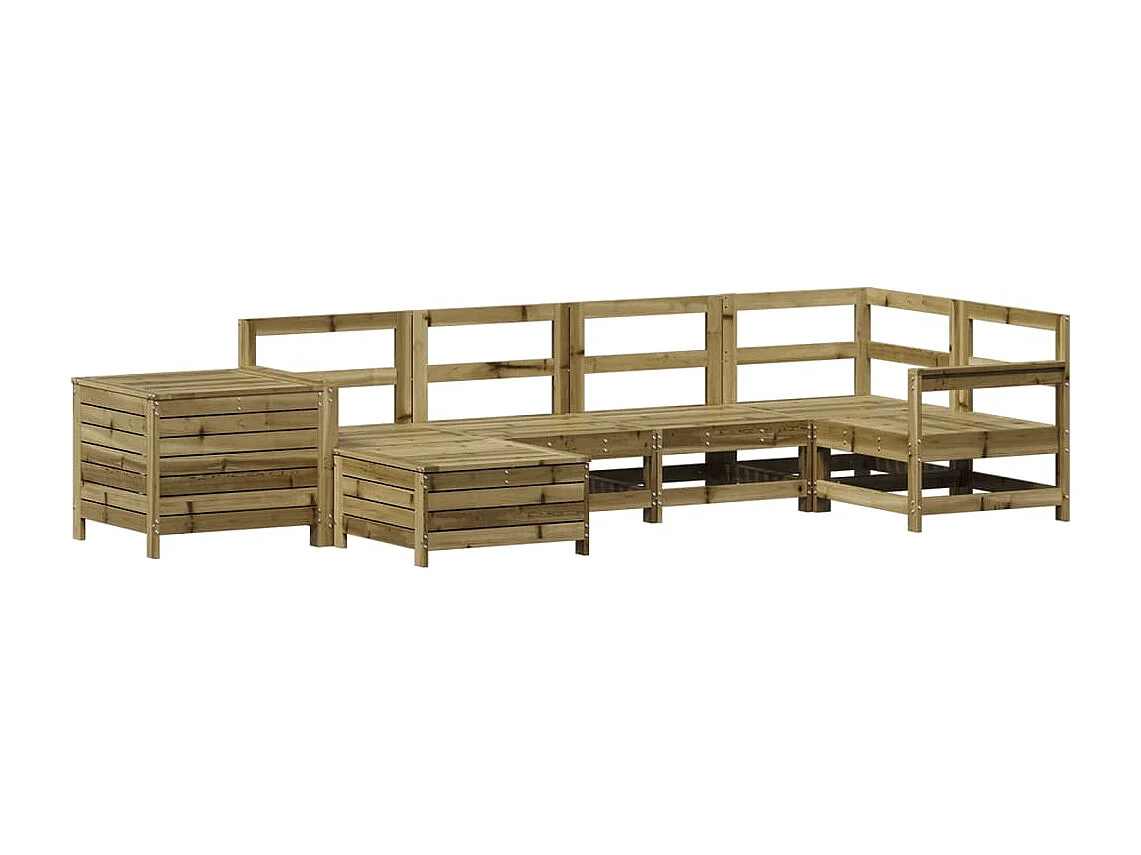 Salon de jardin 7 pcs bois de pin imprégné