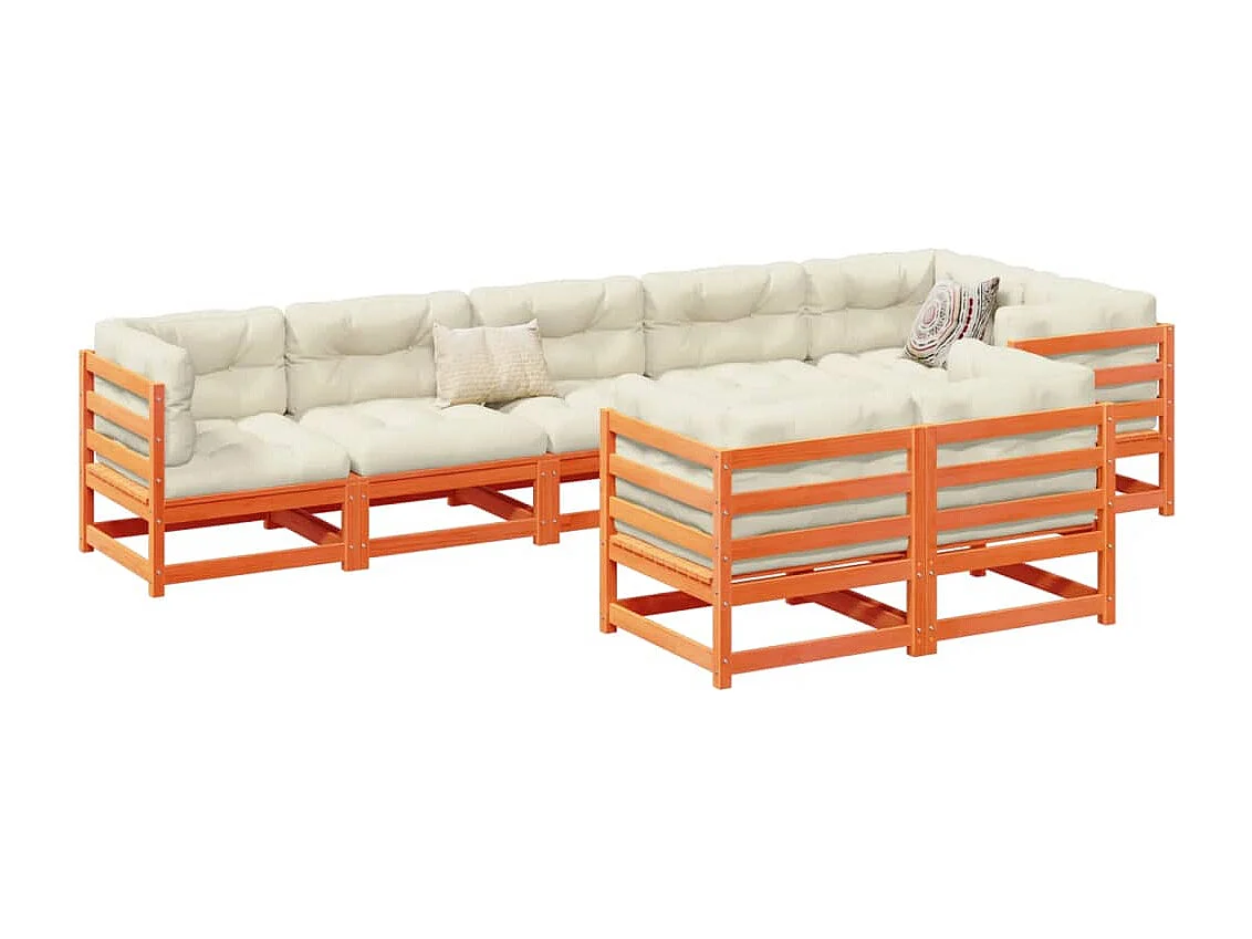 8-delige Loungeset massief grenenhout wasbruin