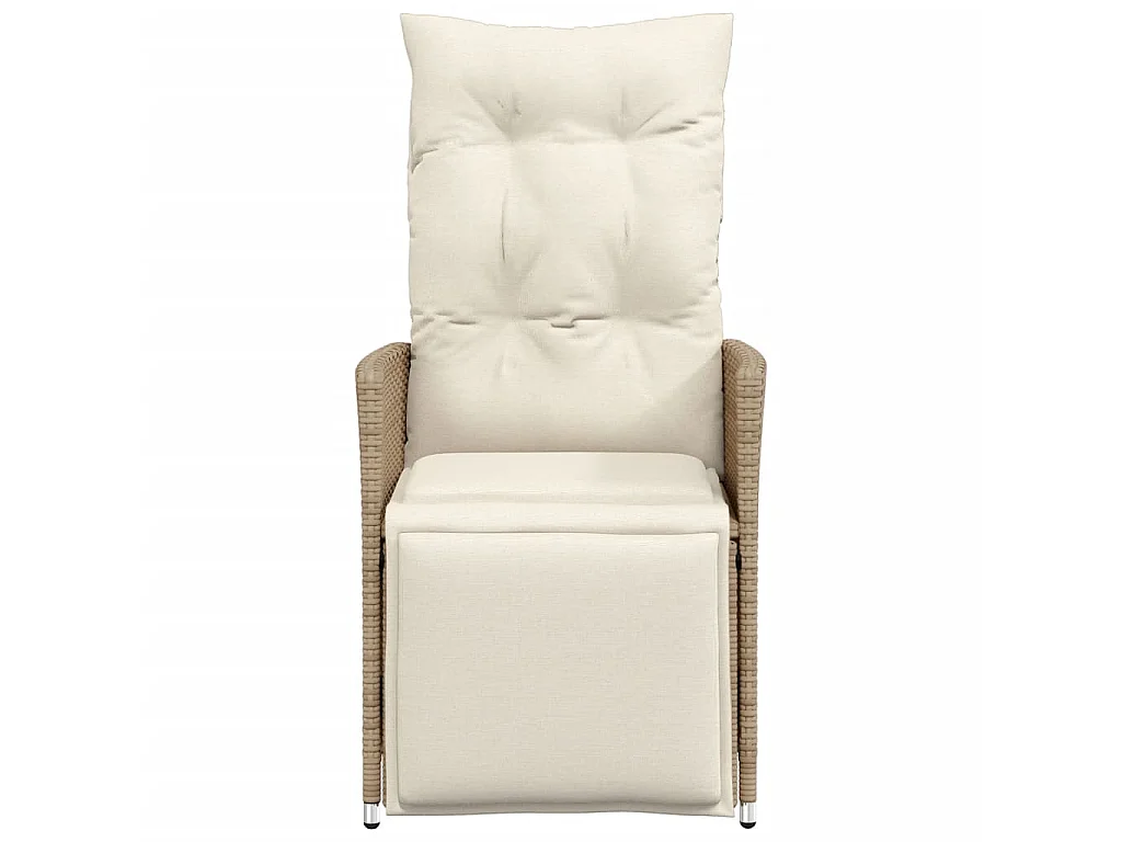 Chaise inclinable de jardin avec coussins beige résine tressée