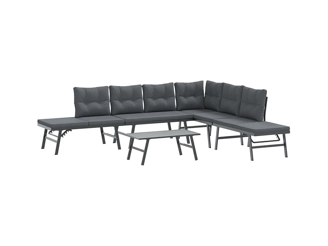 Ensemble de bancs de jardin avec coussins 5 pcs noir