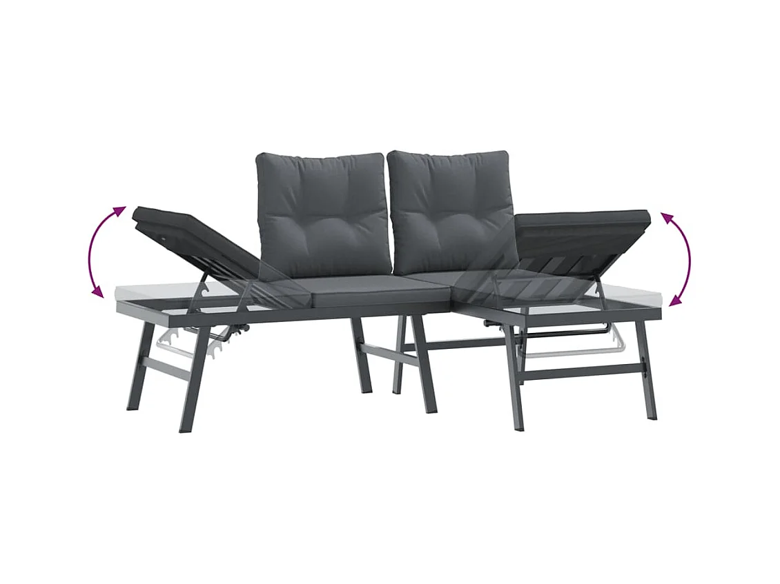 Ensemble de bancs de jardin avec coussins 5 pcs noir