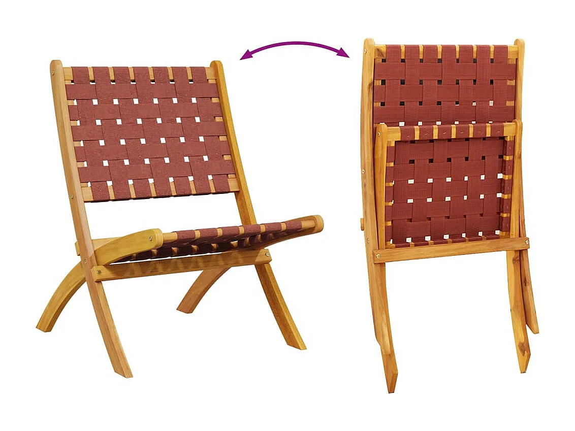 Tuinstoelen 2 st inklapbaar massief acaciahout en stof rood