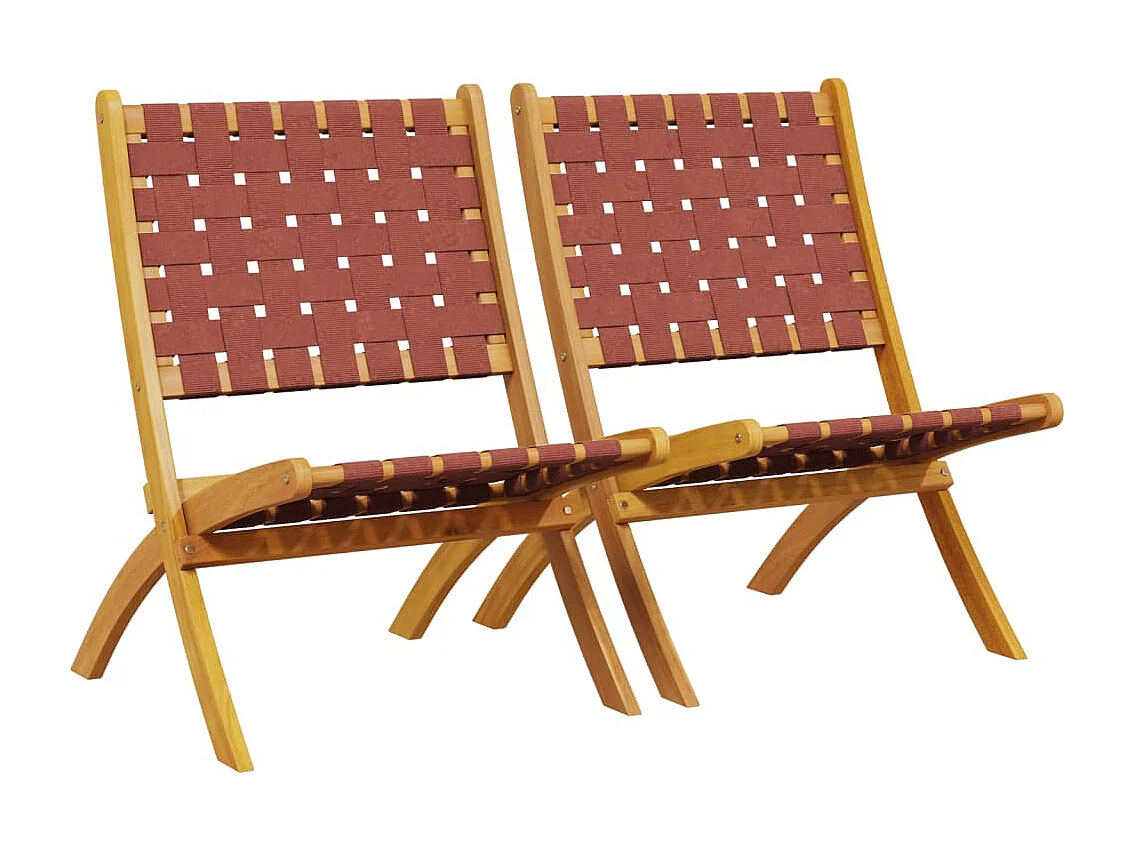 Chaises de jardin pliantes lot de 2 bois d'acacia solide tissu