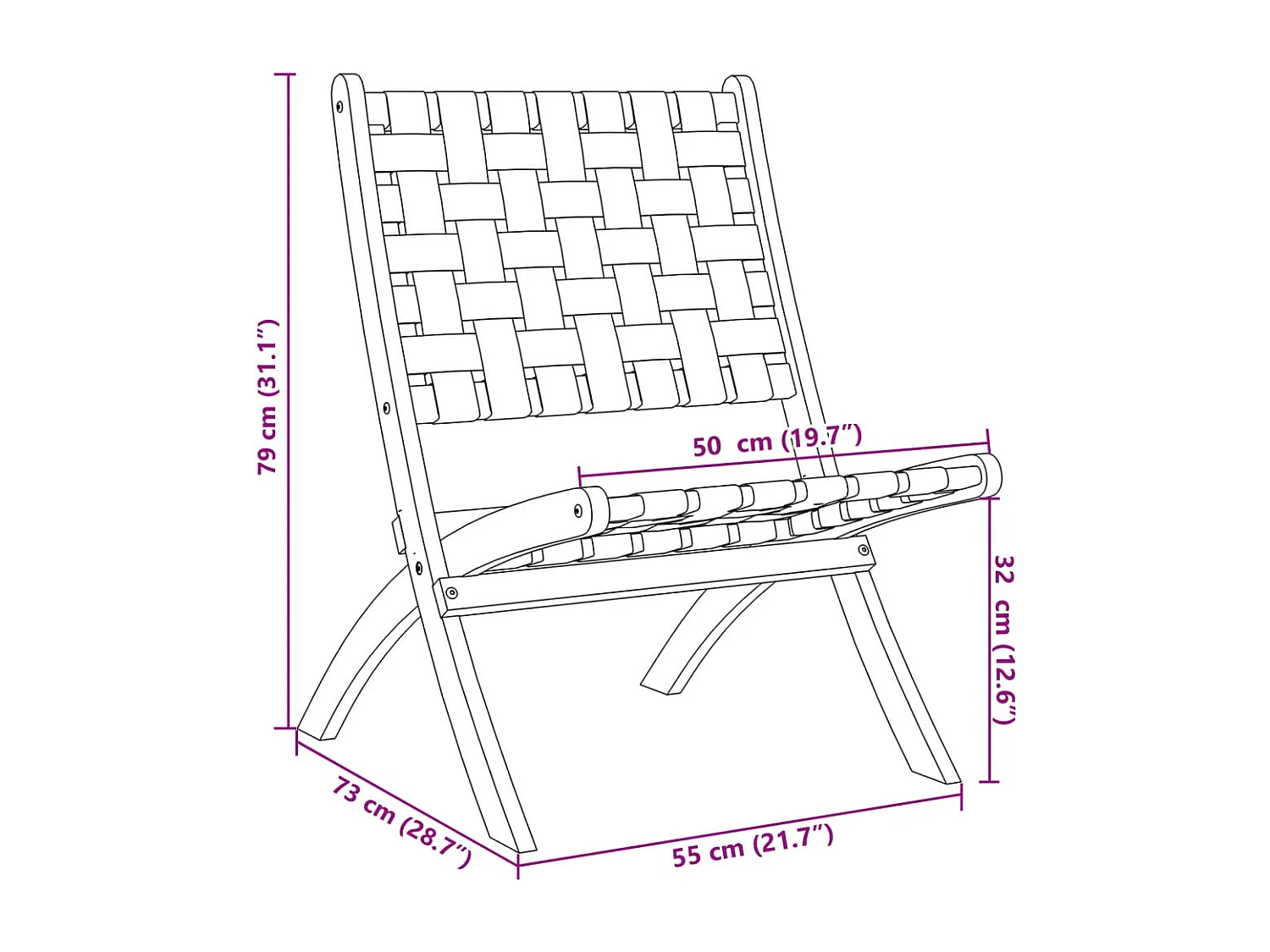 Chaises de jardin pliantes lot de 2 bois d'acacia solide tissu