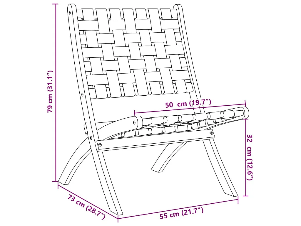 Chaises de jardin pliantes lot de 2 bois d'acacia solide tissu