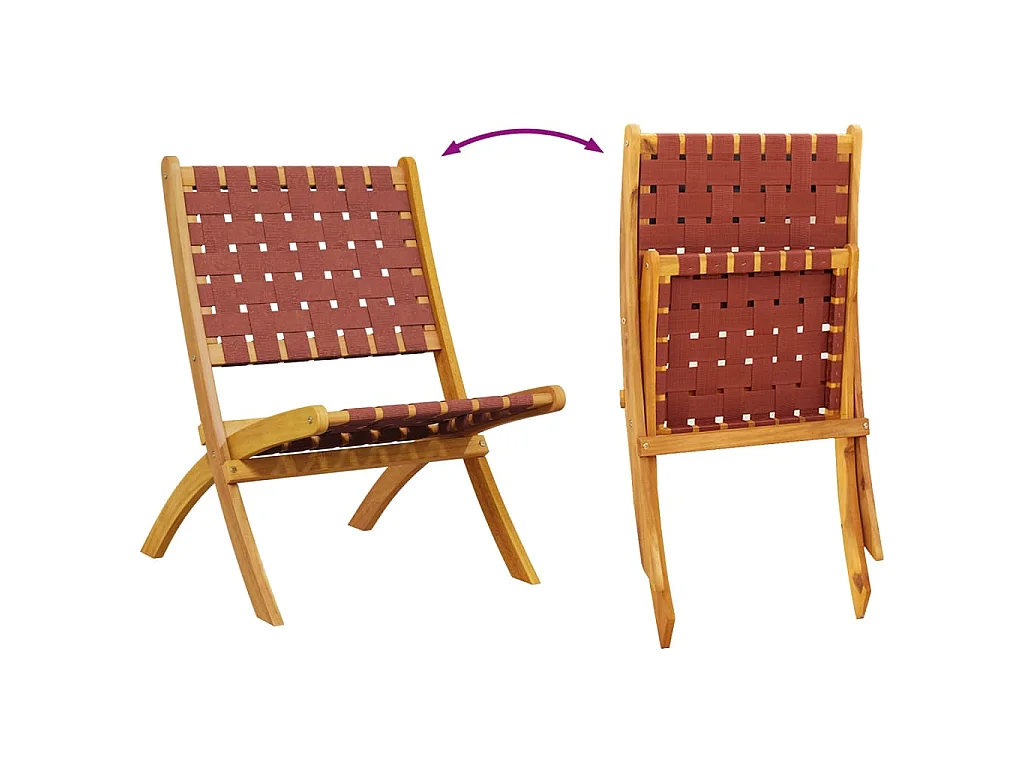 Chaises de jardin pliantes lot de 2 bois d'acacia solide tissu
