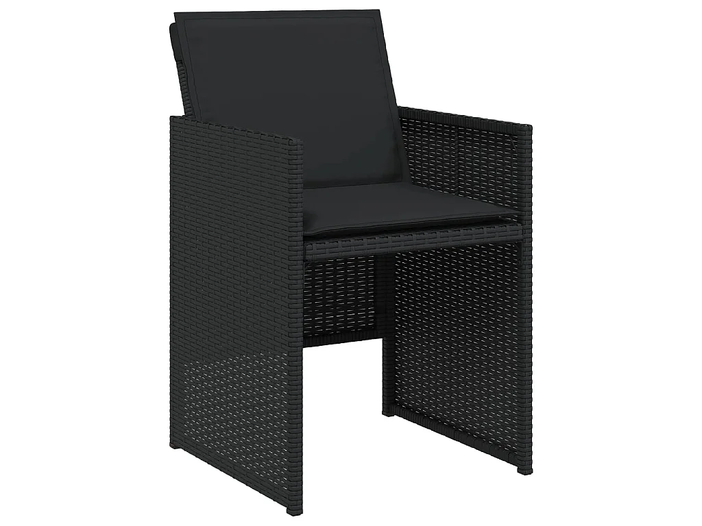 Ensemble à manger de jardin coussins 5pcs Noir Résine tressée