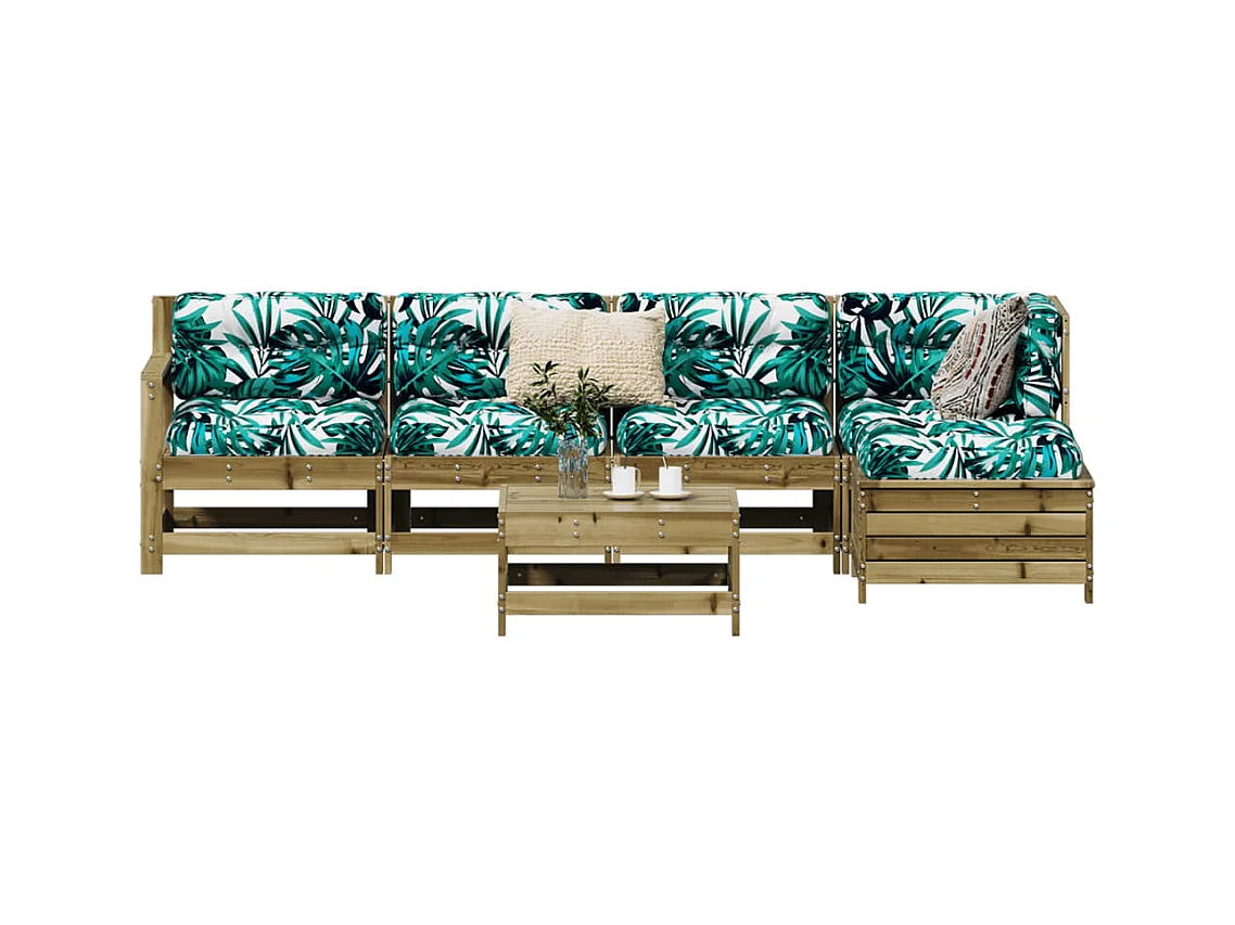 Set Divani da Giardino 6 pz in Legno Impregnato di Pino
