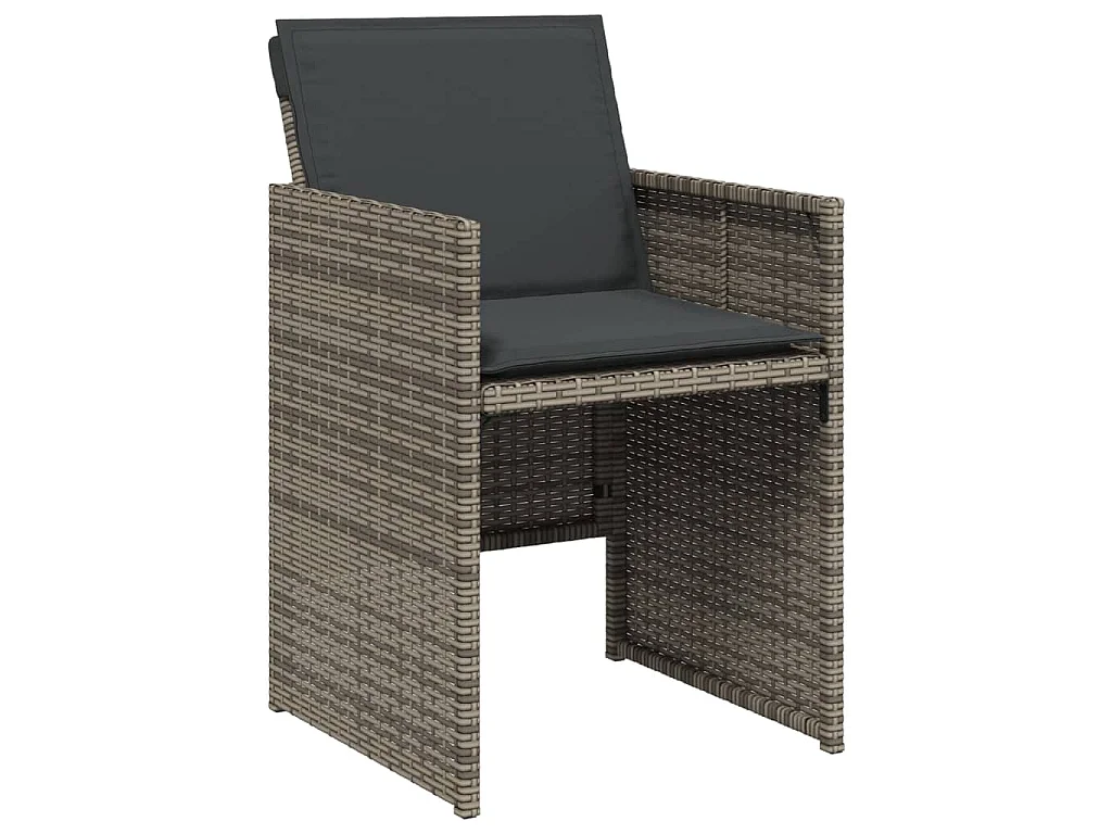 5-tlg. Garten-Essgruppe mit Kissen Grau Poly Rattan