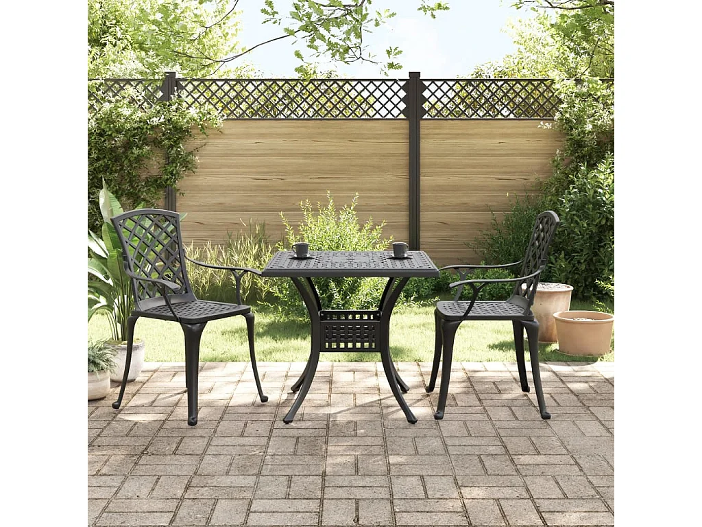 Set da Bistrot 3 pz Nero in Alluminio Pressofuso