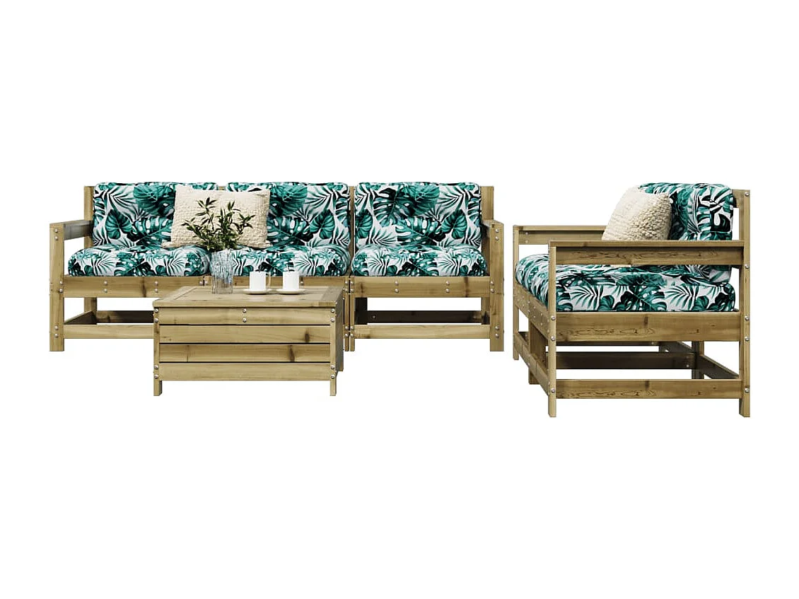 6-tlg. Garten-Sofagarnitur Kiefernholz Imprägniert
