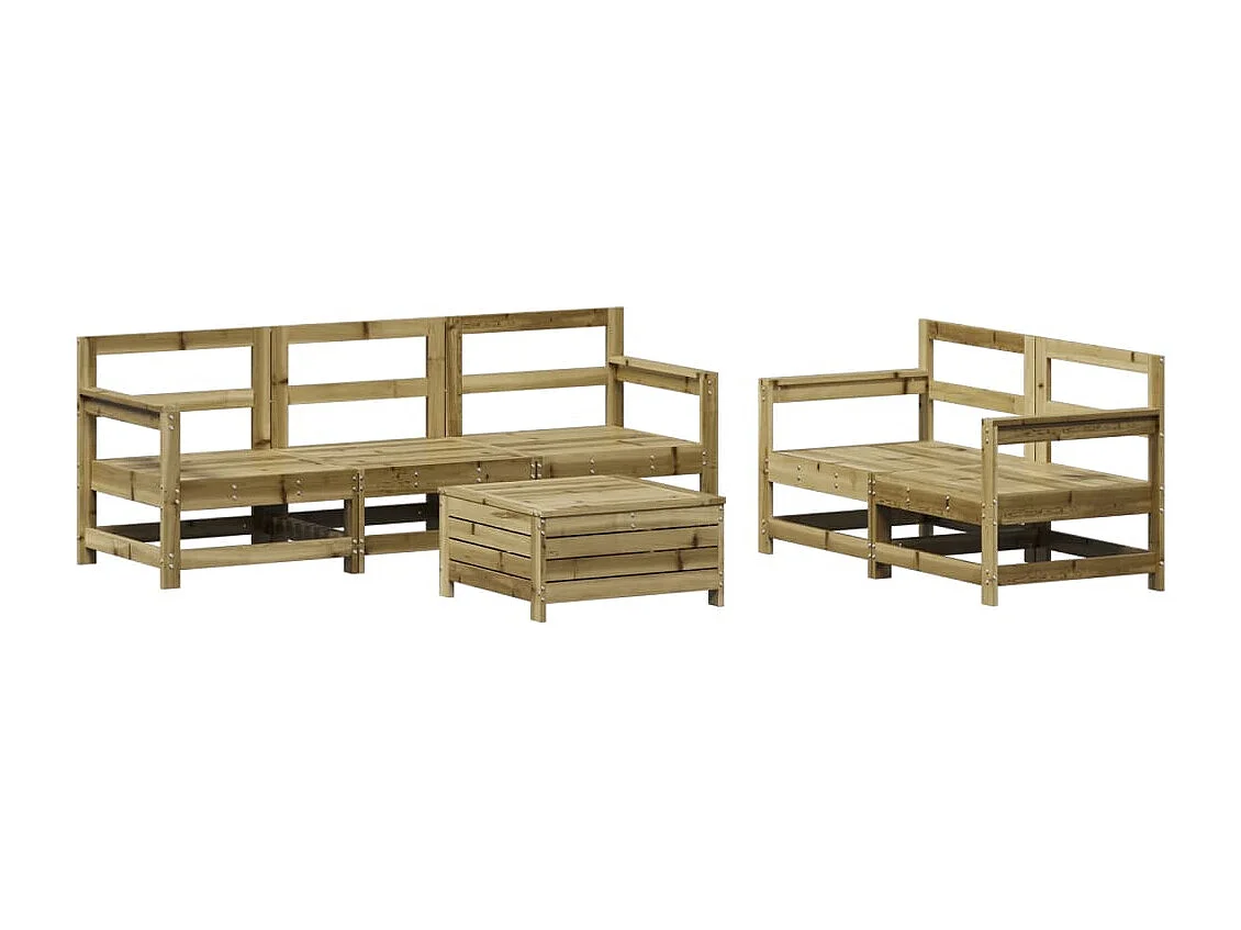 6-tlg. Garten-Sofagarnitur Kiefernholz Imprägniert