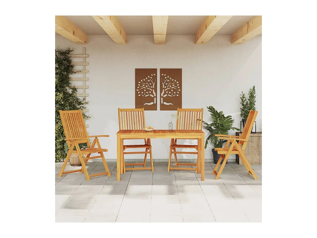 Set da Pranzo per Giardino 5 pz in Legno Massello di Acacia