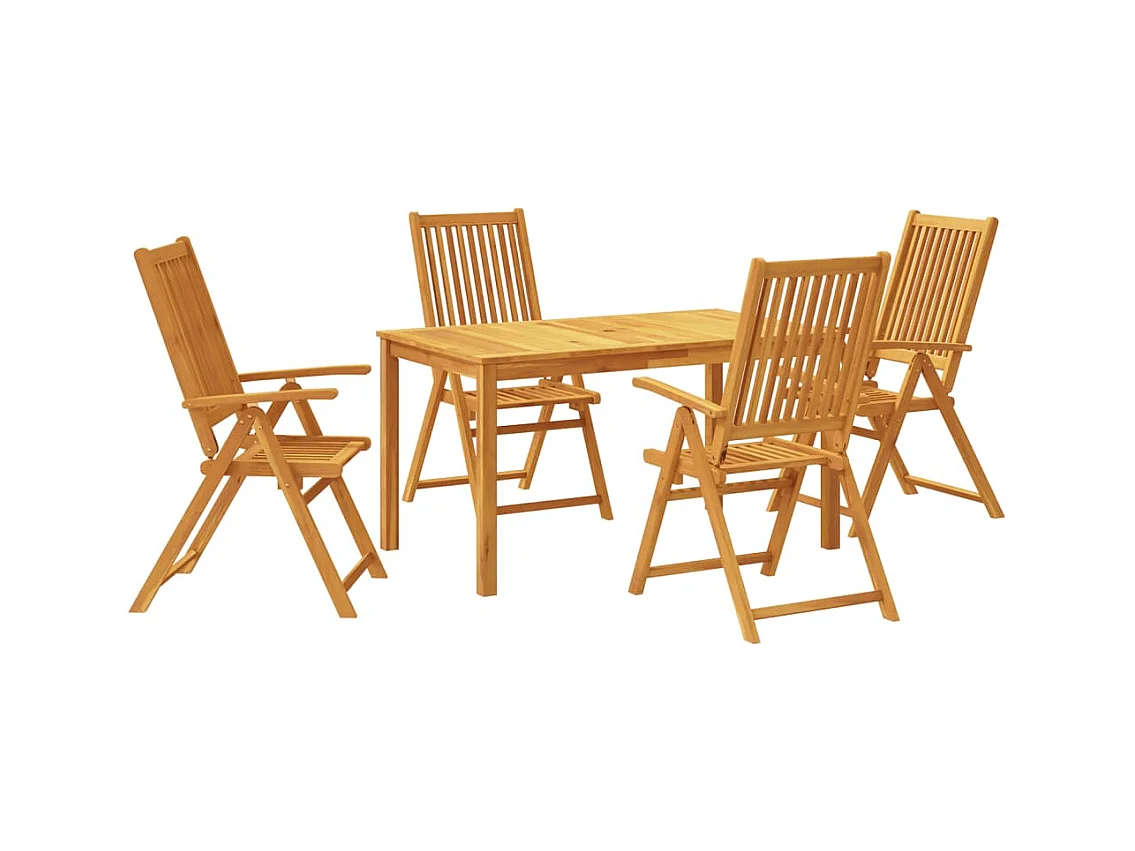 Set da Pranzo per Giardino 5 pz in Legno Massello di Acacia