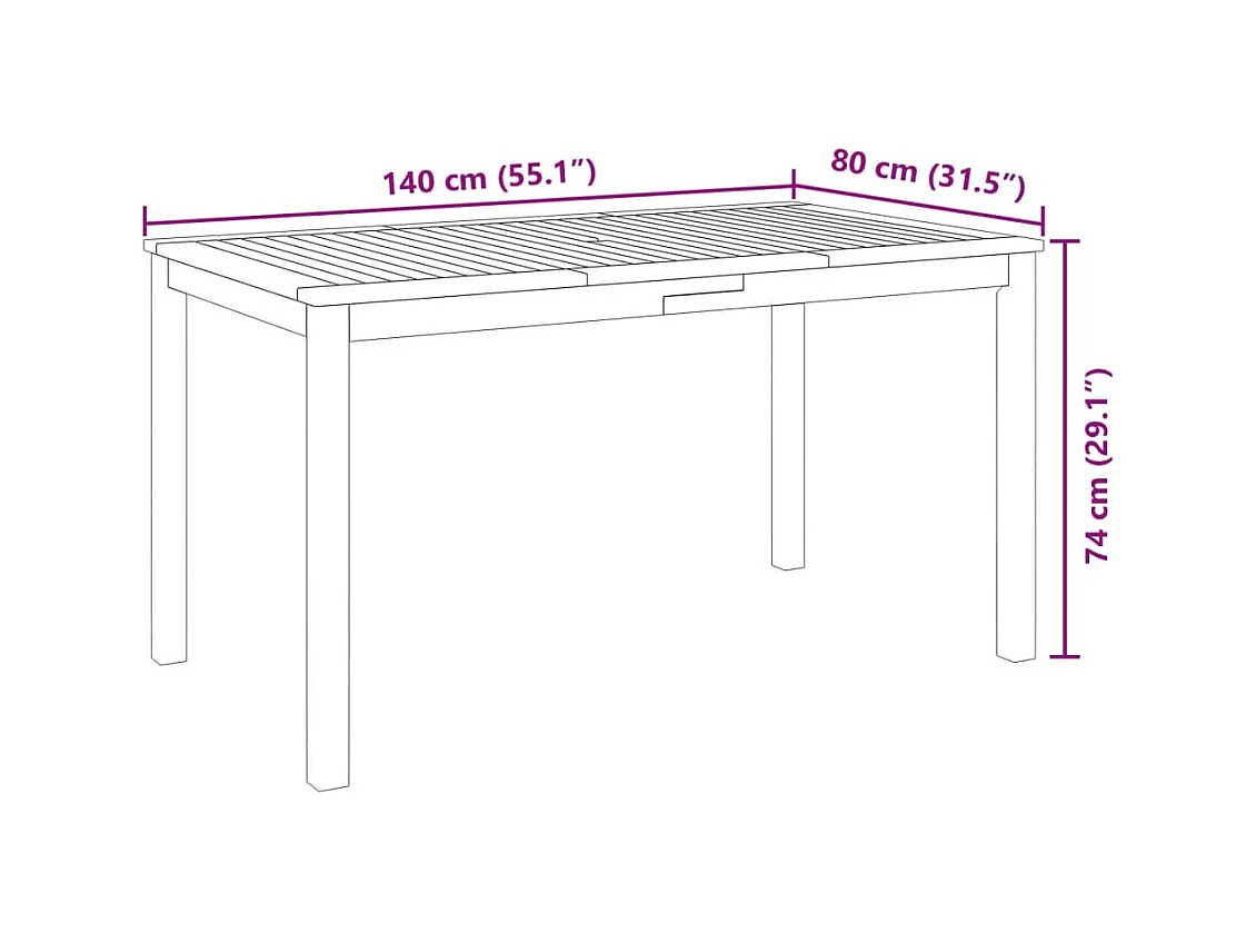 Set da Pranzo per Giardino 5 pz in Legno Massello di Acacia