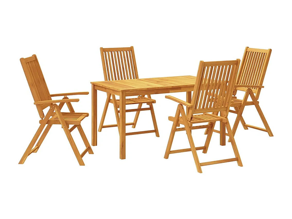 5-tlg. Garten-Essgruppe 140x80x74 cm Massivholz Akazie