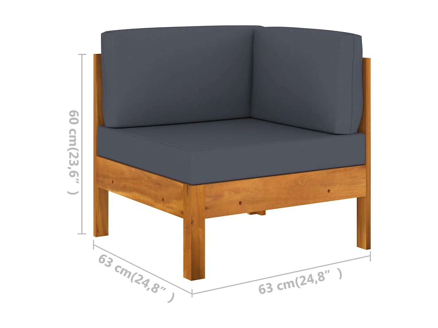 Set Divani Giardino 10Posti Cuscini Grigi Scuro Massello Acacia