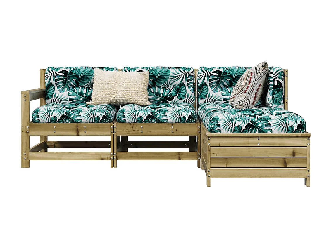Set Divani da Giardino 4 pz in Legno Impregnato di Pino