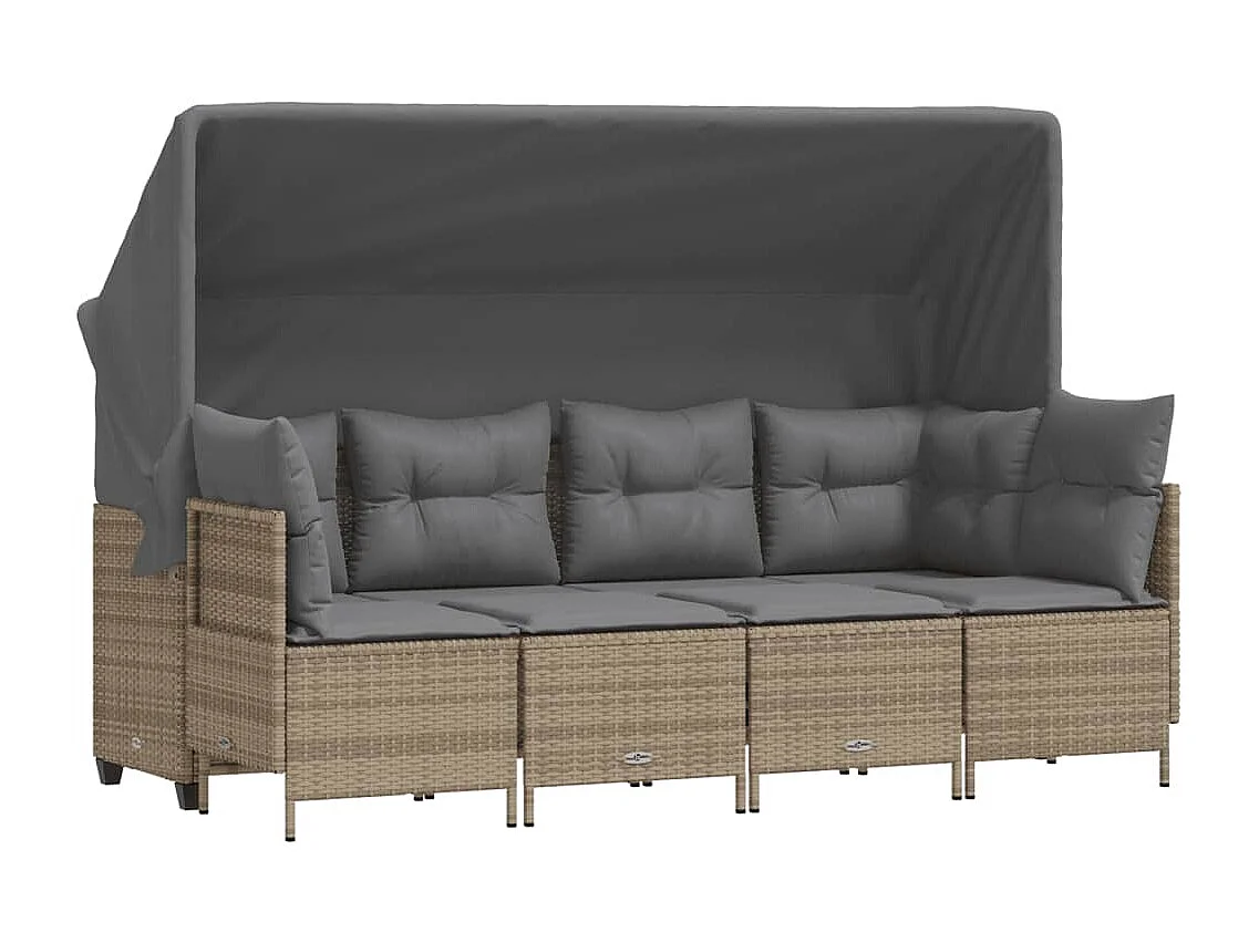 Salon de jardin avec coussins 5 pcs beige résine tressée