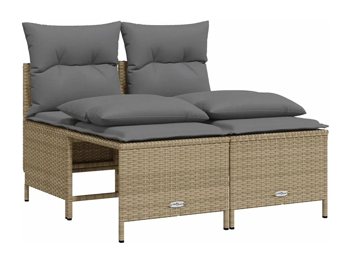 Salon de jardin avec coussins 5 pcs beige résine tressée