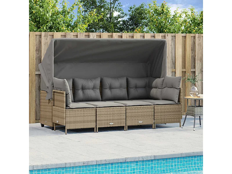 Salon de jardin avec coussins 5 pcs beige résine tressée