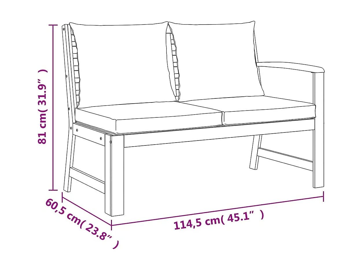 Set da Pranzo Giardino 7pz con Cuscini Legno Massello di Acacia