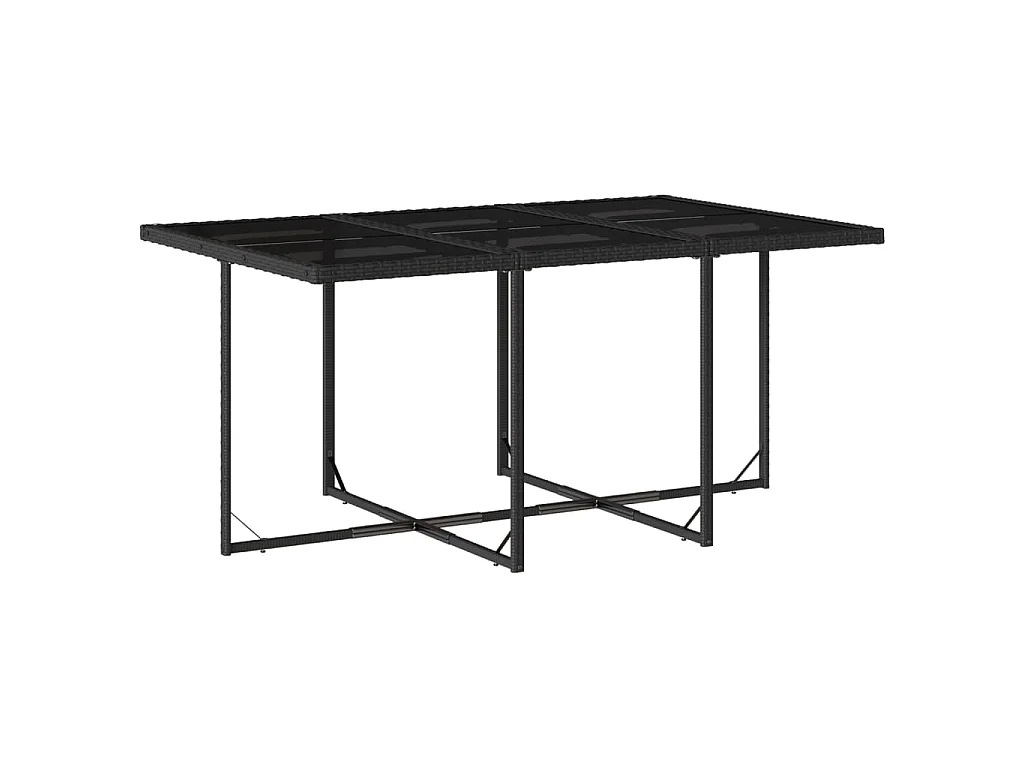 Ensemble à manger de jardin coussins 7pcs Noir Résine tressée