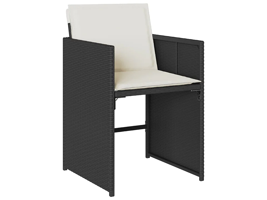 Ensemble à manger de jardin coussins 7pcs Noir Résine tressée