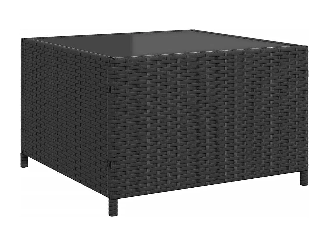 Tuinbank met tafel en kussens L-vormig poly rattan zwart