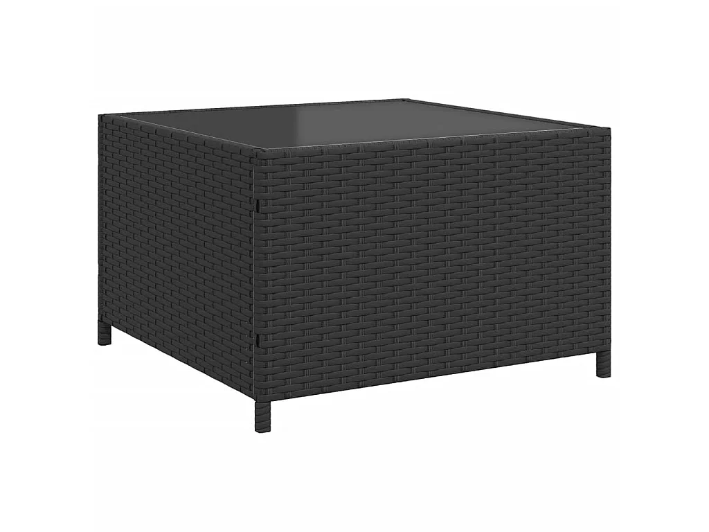 Tuinbank met tafel en kussens L-vormig poly rattan zwart