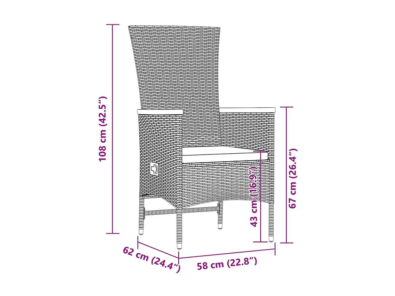 Set da Pranzo da Giardino 9 pz con Cuscini in Polyrattan Grigio