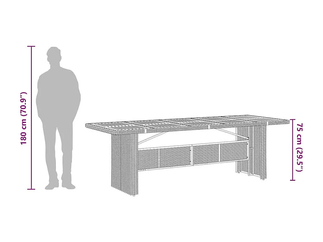 Set da Pranzo da Giardino 9 pz con Cuscini in Polyrattan Grigio