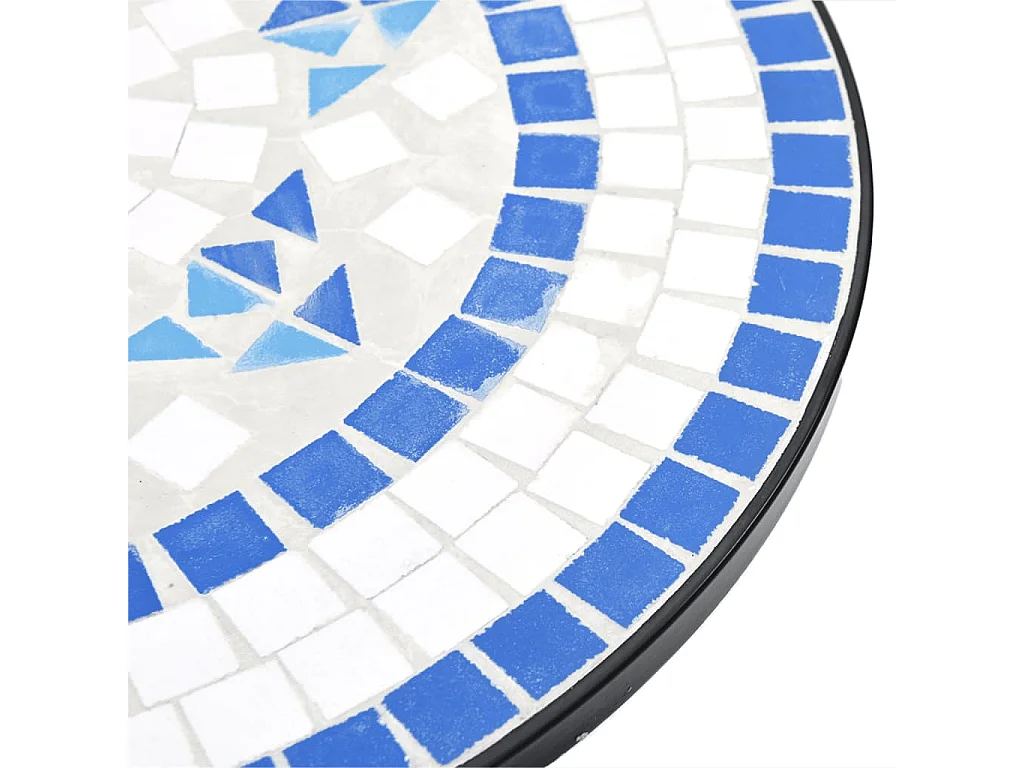 Ensemble de bistro mosaïque bleu et blanc fer et céramique