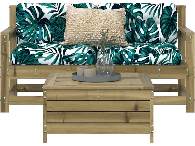 Juego de sofás de jardín 3 piezas madera de pino impregnada