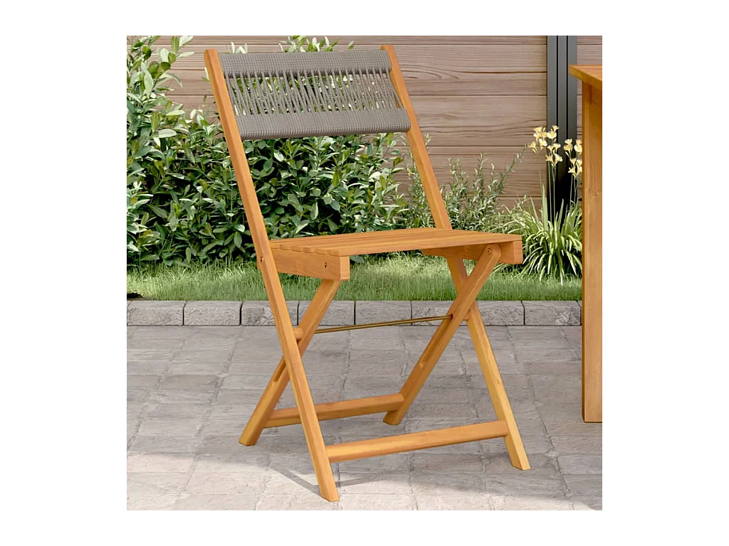 Chaises de bistrot lot de 2 gris bois d'acacia et corde