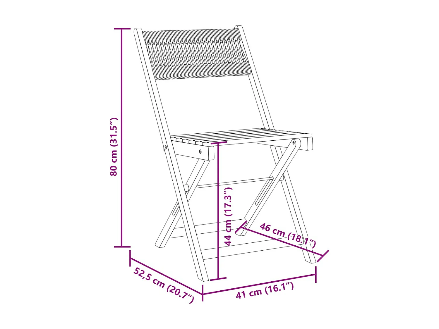 Opklapbare stoelen, 2 stuks, grijs, massief acaciahout en touw