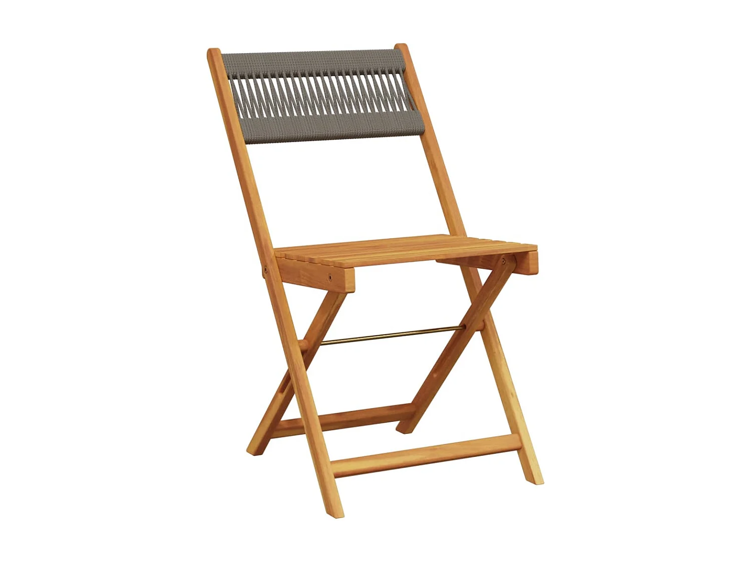Opklapbare stoelen, 2 stuks, grijs, massief acaciahout en touw