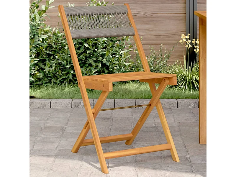 Chaises de bistrot lot de 2 gris bois d'acacia et corde