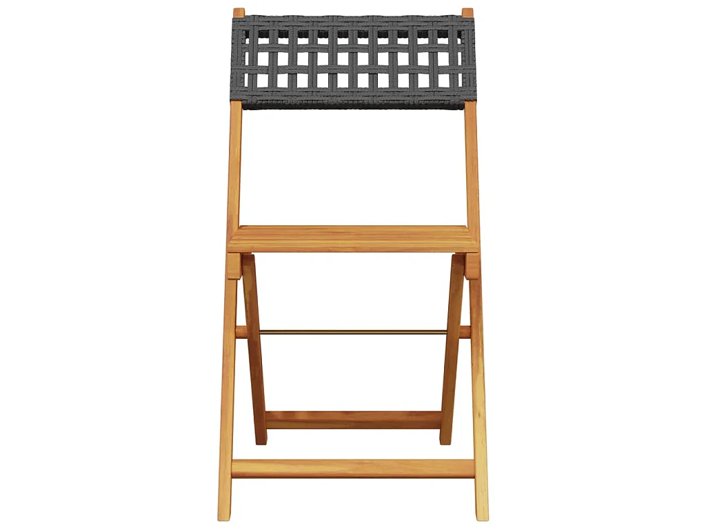 Chaises de bistrot lot de 2 noir bois massif d'acacia et rotin
